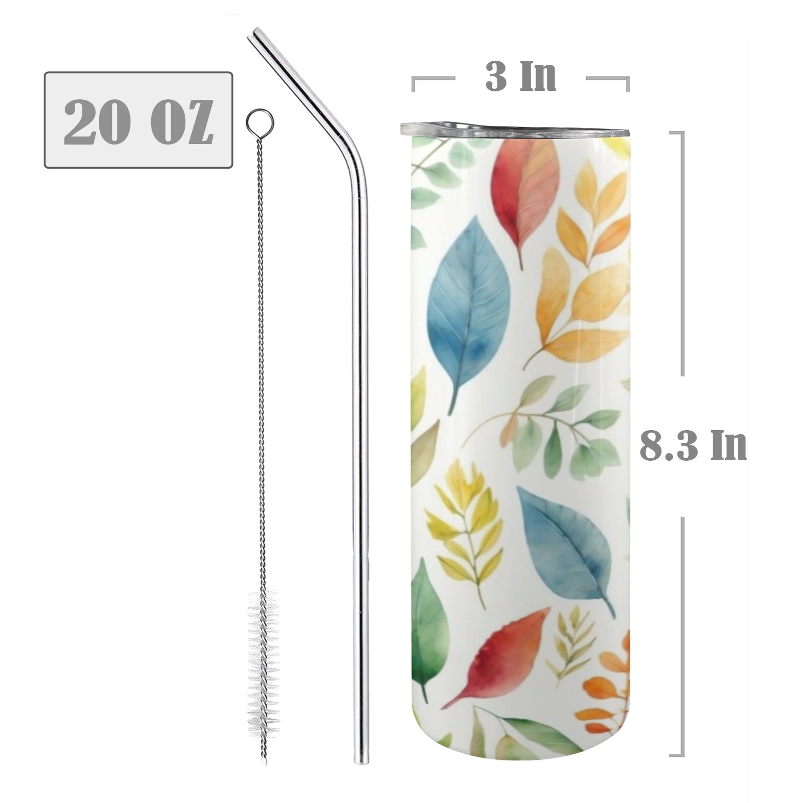 Autumn Leaves - 20oz Tall Skinny Tumbler with Lid and Straw