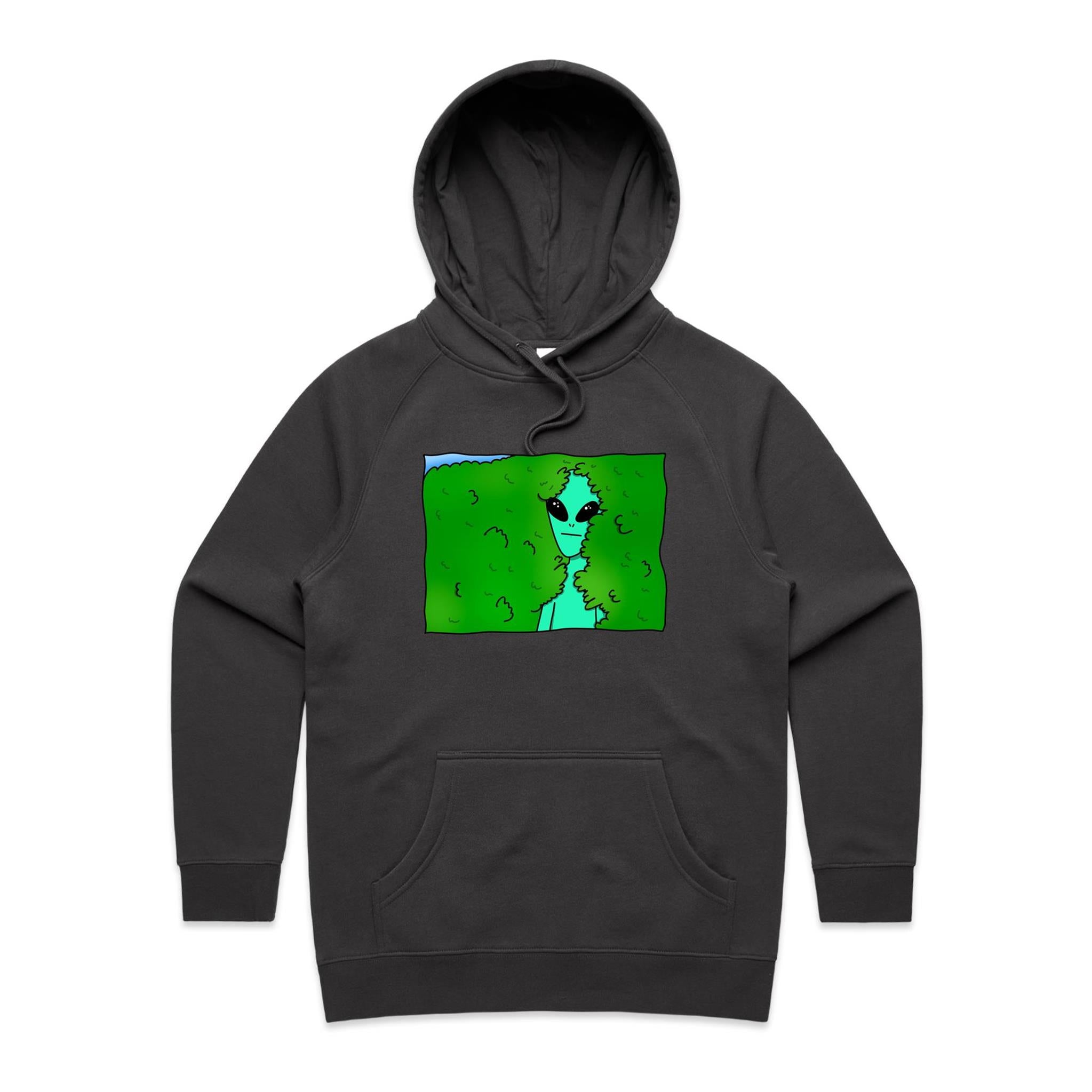 Alien Backing Into Hedge Meme - Womens Hoodie Coal Womens Hoodie Printed In Australia Sci Fi