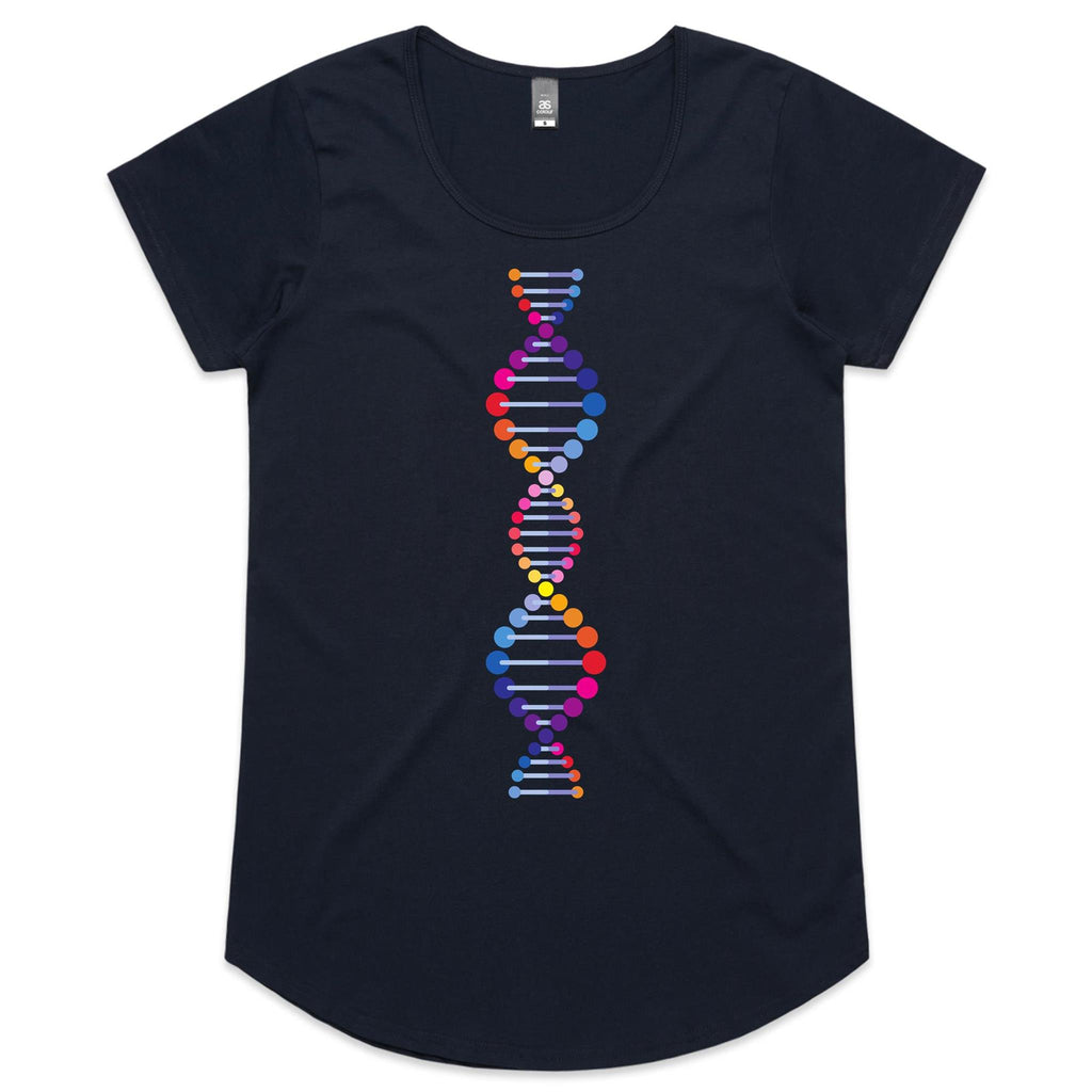 DNA - Womens Scoop Neck T-Shirt Navy Womens Scoop Neck T-shirt Printed In Australia Science