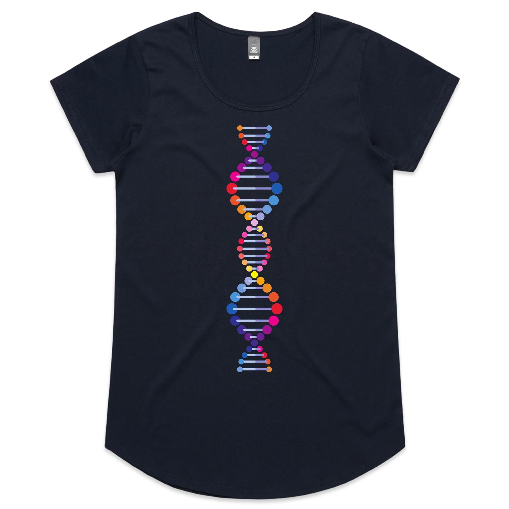DNA - Womens Scoop Neck T-Shirt Navy Womens Scoop Neck T-shirt Printed In Australia Science