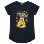 UFO Cat Abduction Women's AS Colour Scoop Neck T-Shirt Navy Womens Scoop Neck T-shirt animal Printed In Australia Sci Fi