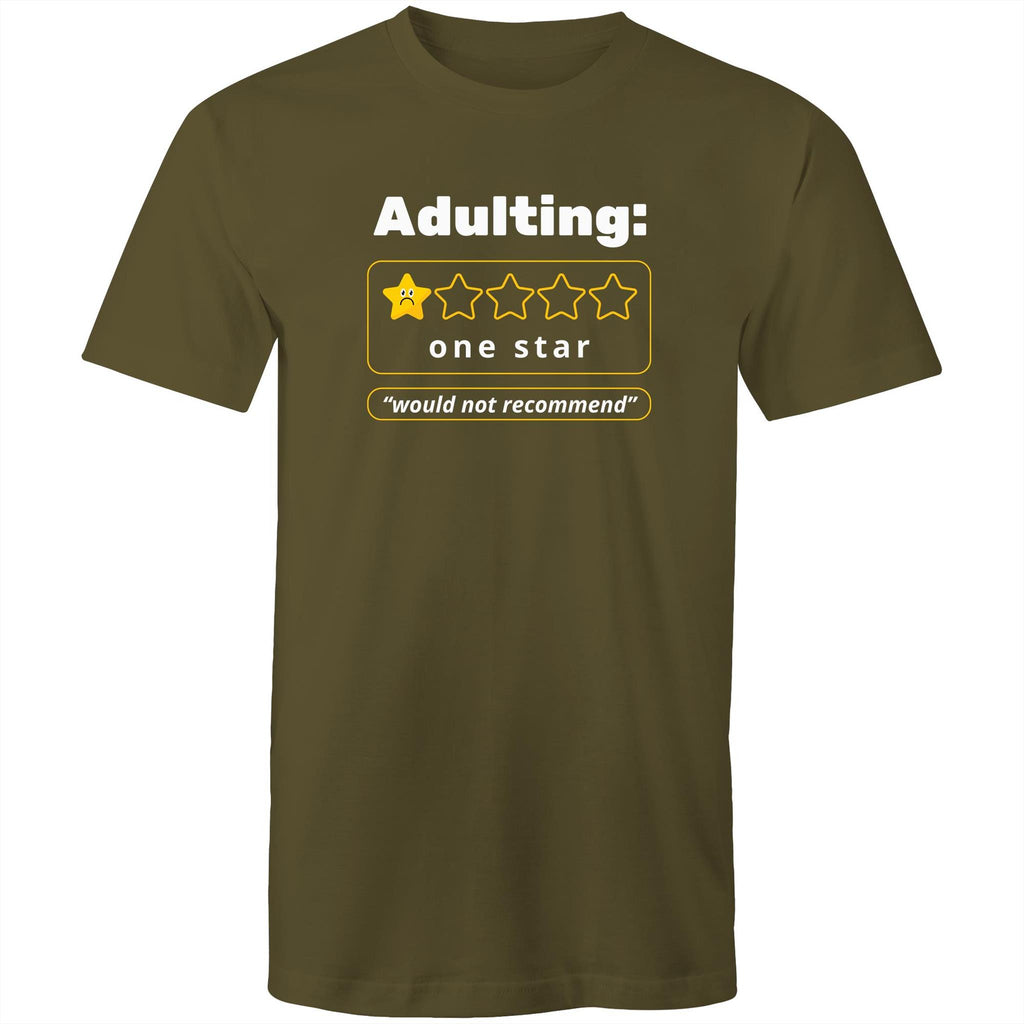 Adulting, One Star - Mens T-Shirt Army Green Mens T-shirt Printed In Australia