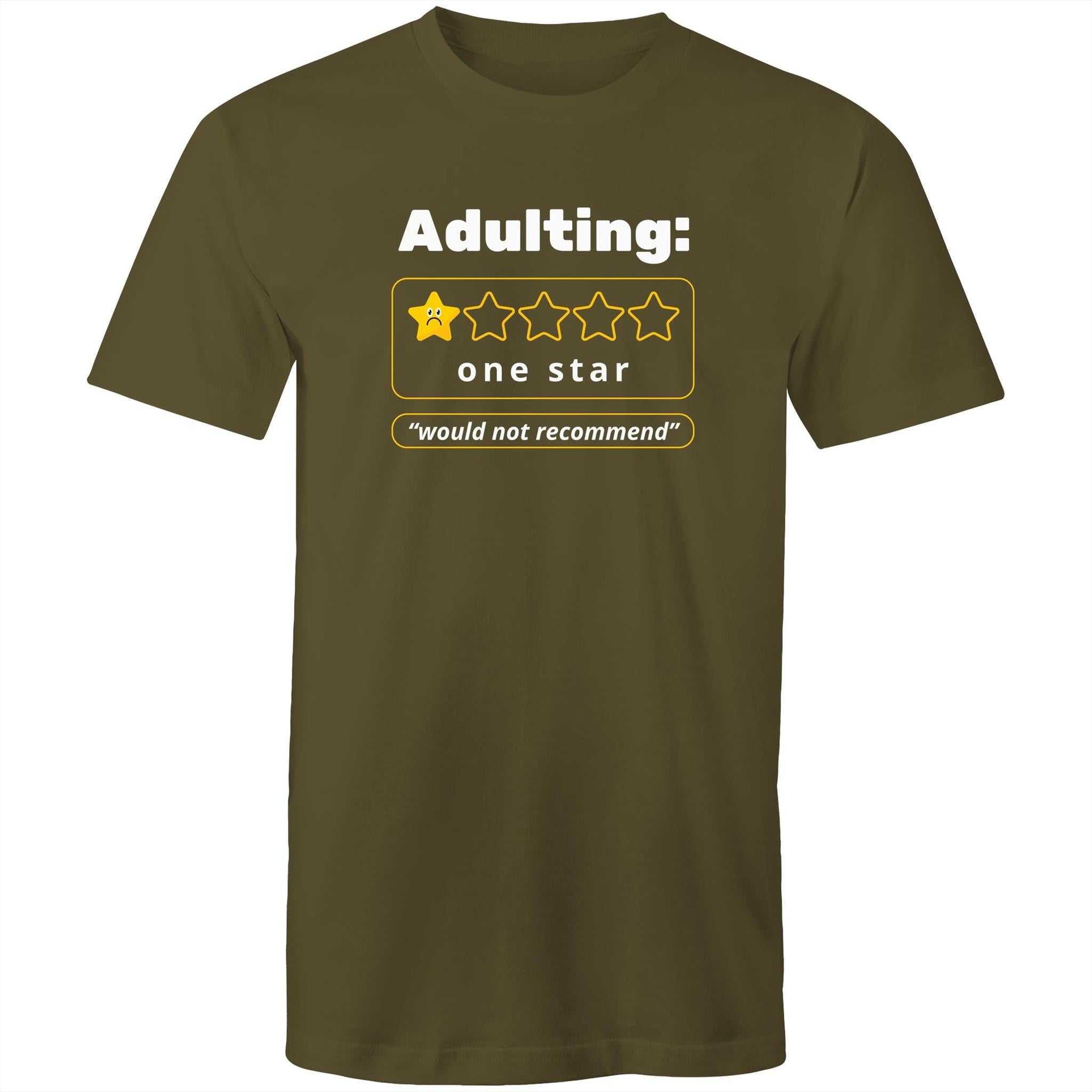 Adulting, One Star - Mens T-Shirt Army Green Mens T-shirt Printed In Australia