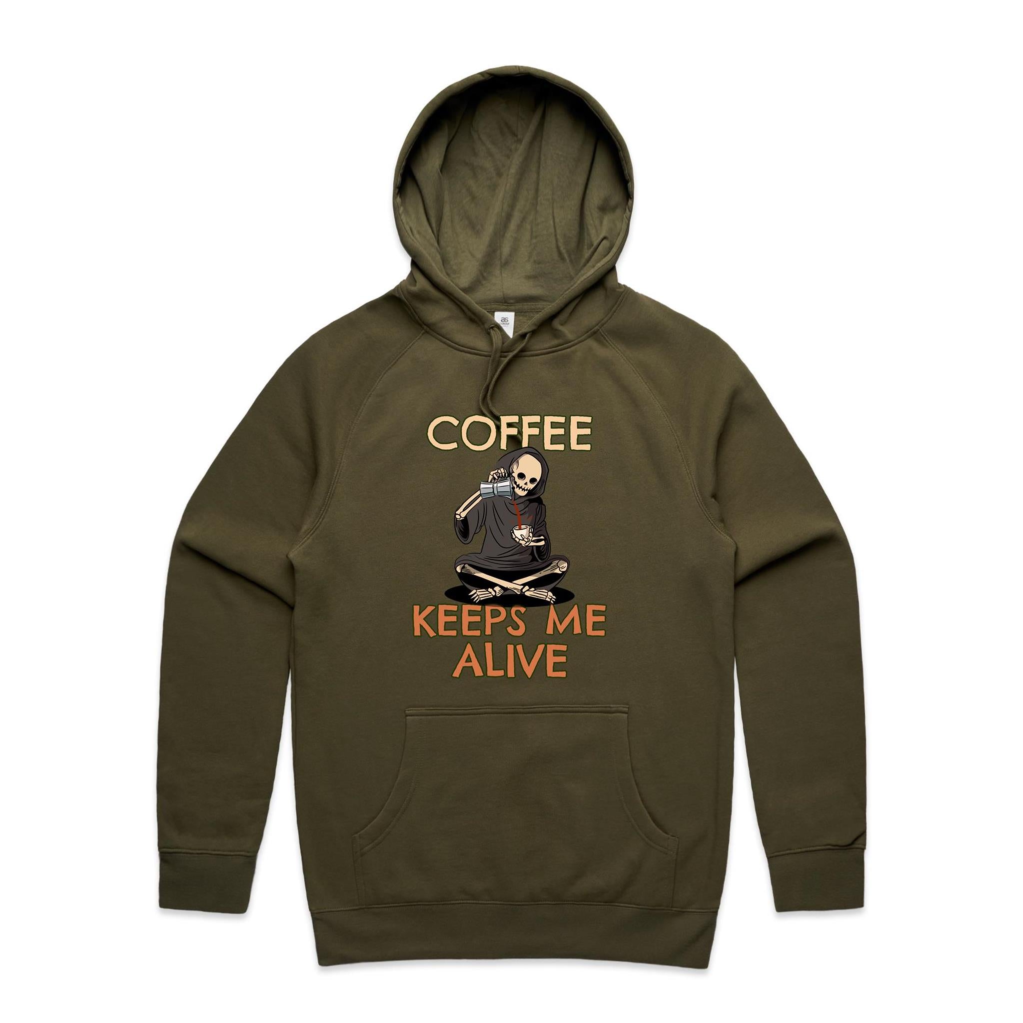 Coffee Keeps Me Alive, Skeleton - Mens Hoodie Army Mens Hoodie Coffee Printed In Australia