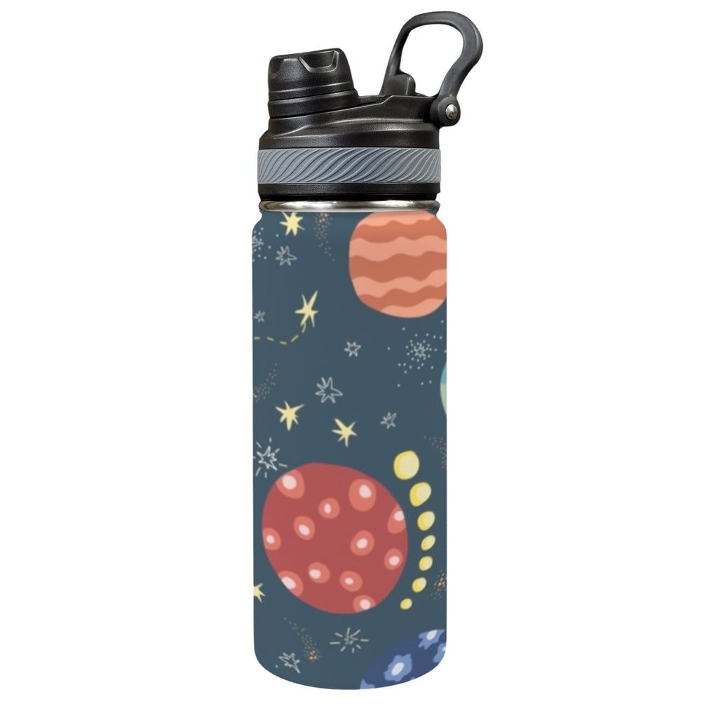 Rocket and Planets In Space - Insulated Water Bottle with Dual-Use Lid (18oz) One Size Insulated Water Bottle with Dual-Use Lid (18oz) Printed Offshore Space