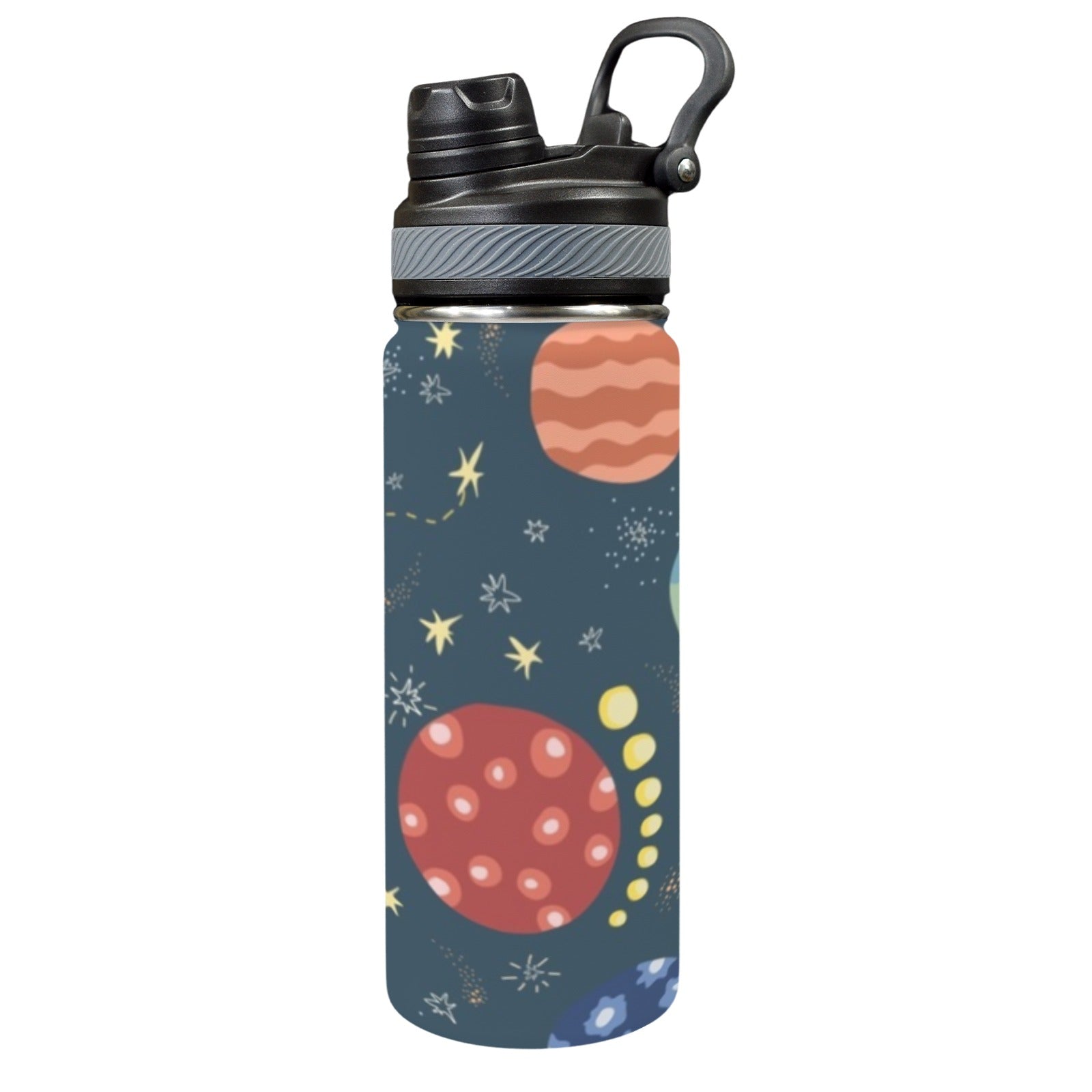 Rocket and Planets In Space - Insulated Water Bottle with Dual-Use Lid (18oz) One Size Insulated Water Bottle with Dual-Use Lid (18oz) Printed Offshore Space