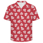 Red Retro Foliage Men's Crinkle Hawaiian Shirt
