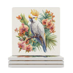 Cockatoo - Ceramic Coasters (Square) white Ceramic Coasters animal Printed Offshore