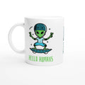Personalised - Hello Humans - White 11oz Ceramic Mug with Colour Inside Ceramic White Personalised 11oz Mug customise Globally Fulfilled personalise Sci Fi