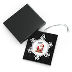 Santa Too Many Cookies Pewter Snowflake Christmas Ornament