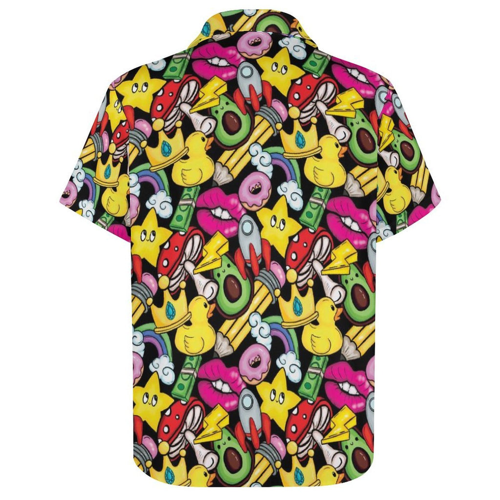 Bright And Cute Women's Collared Pocketless Short Sleeve Shirt