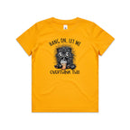 Frazzled Cat, Hang On Let Me Overthink This Kid's AS Colour T-shirt Gold Kids Youth T-shirt animal Printed In Australia