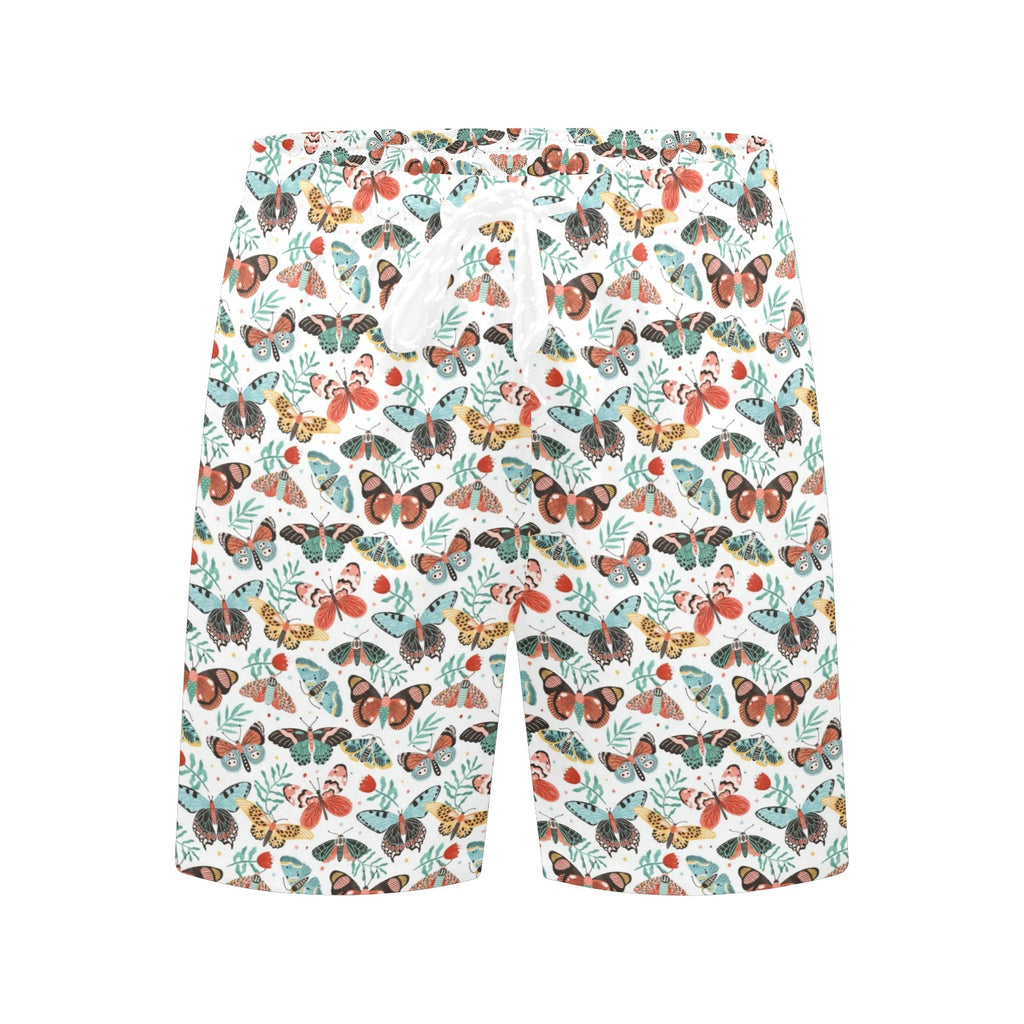 Pretty Moths And Butterflies Men's Mid-Length Beach Shorts Men's Mid-Length Beach Shorts animal Printed Offshore