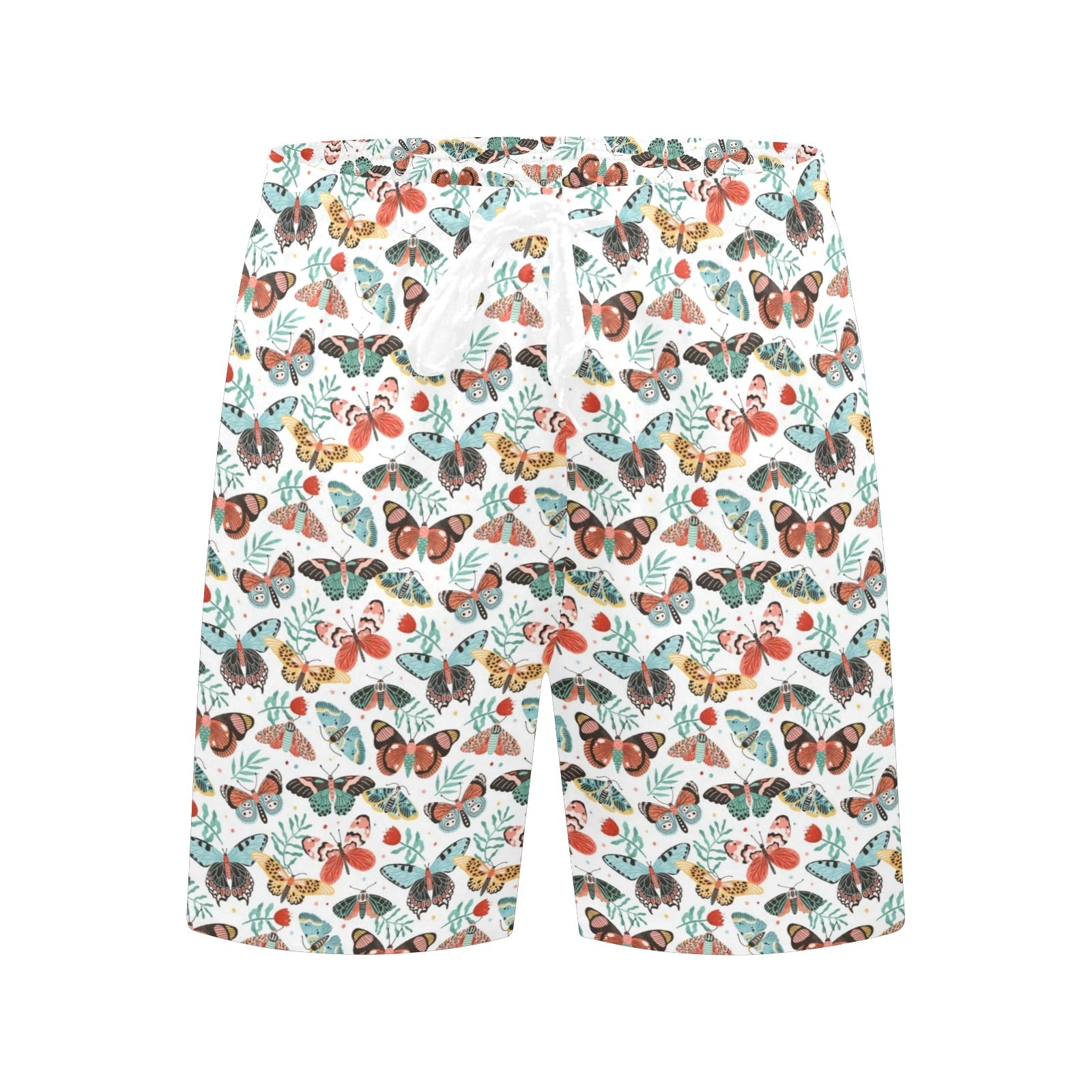 Pretty Moths And Butterflies Men's Mid-Length Beach Shorts Men's Mid-Length Beach Shorts animal Printed Offshore