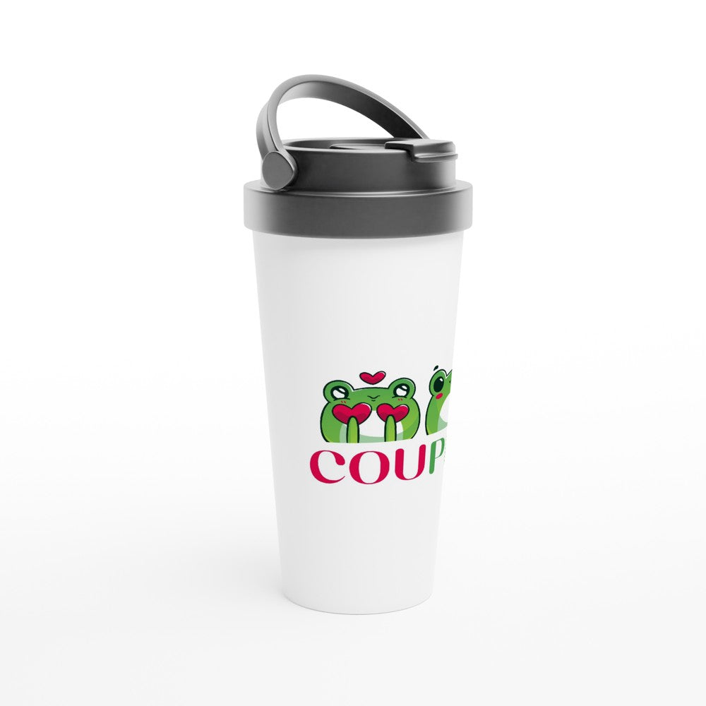 Frog Couple - White 15oz Stainless Steel Travel Mug Travel Mug animal Globally Fulfilled love