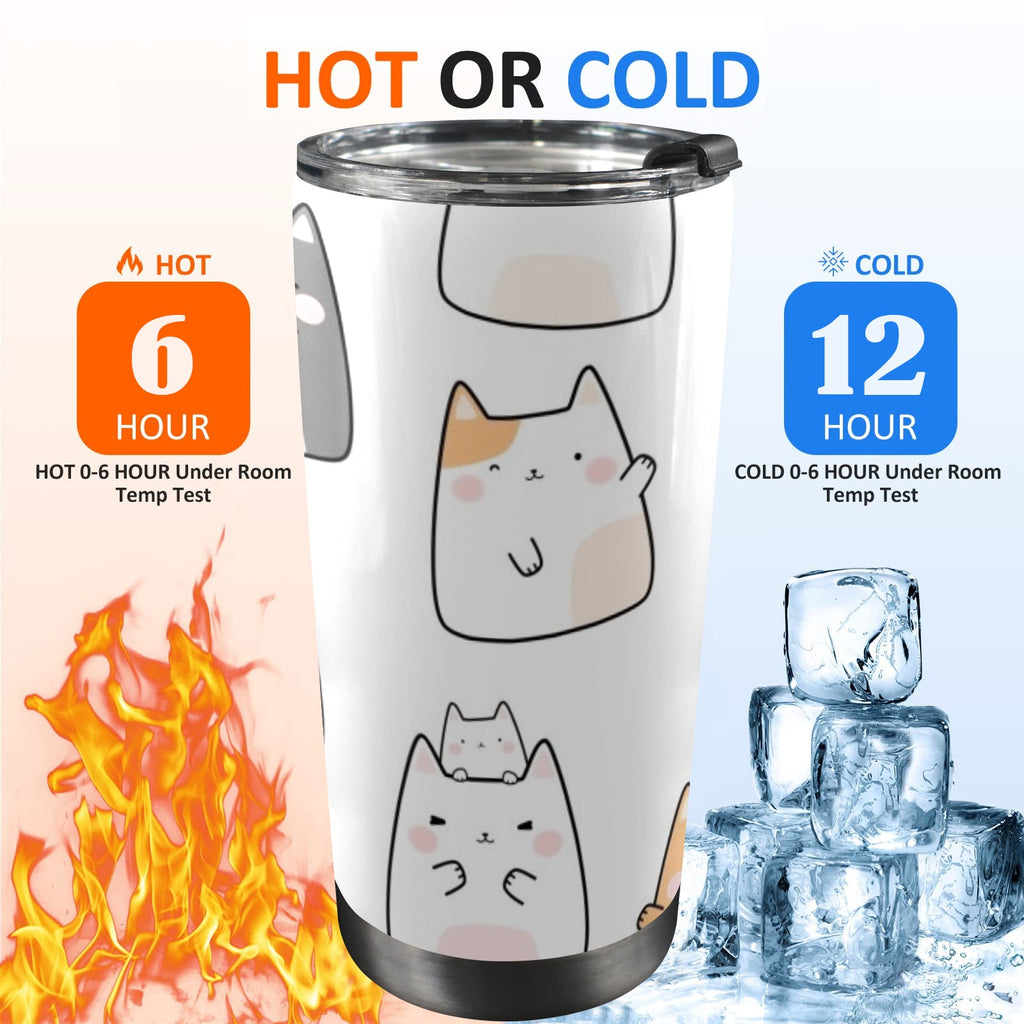 Cats - 20oz Mobile Tumbler with Lid (Black Lock) 20oz Travel Mug animal Printed Offshore