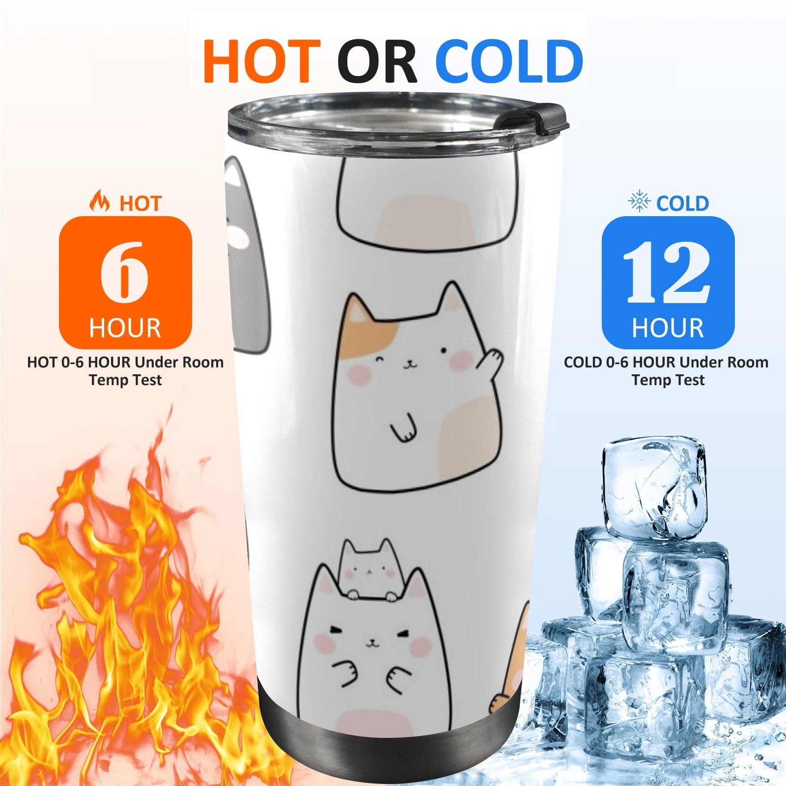 Cats - 20oz Mobile Tumbler with Lid (Black Lock) 20oz Travel Mug animal Printed Offshore