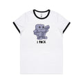 I Rock Women's AS Colour Ringer Tee White Black Womens Ringer T-shirt Music Printed In Australia