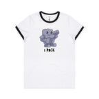 I Rock - Women's Ringer Tee White Black Womens Ringer T-shirt Music Printed In Australia