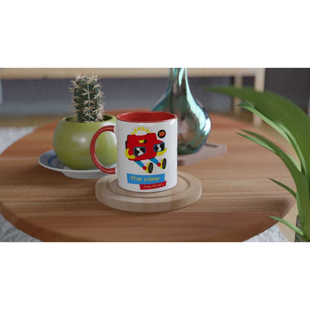 Personalised - The View From The 90's - White 11oz Ceramic Mug with Colour Inside Personalised 11oz Mug customise Globally Fulfilled personalise Retro