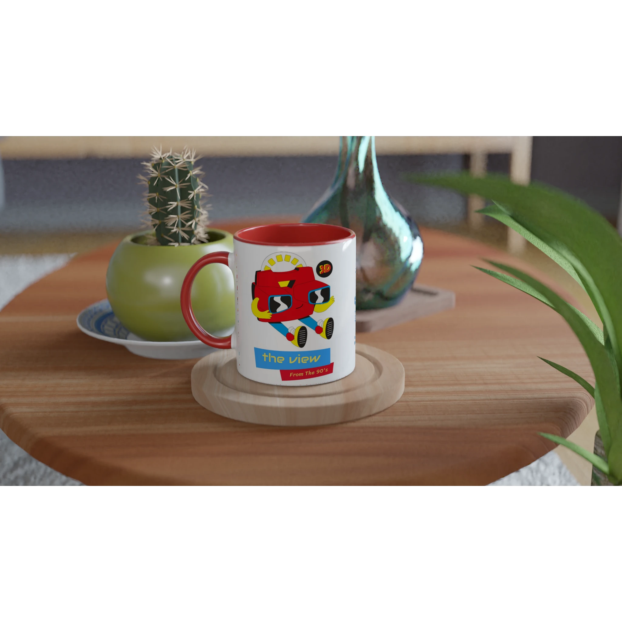 Personalised - The View From The 90's - White 11oz Ceramic Mug with Colour Inside Personalised 11oz Mug customise Globally Fulfilled personalise Retro