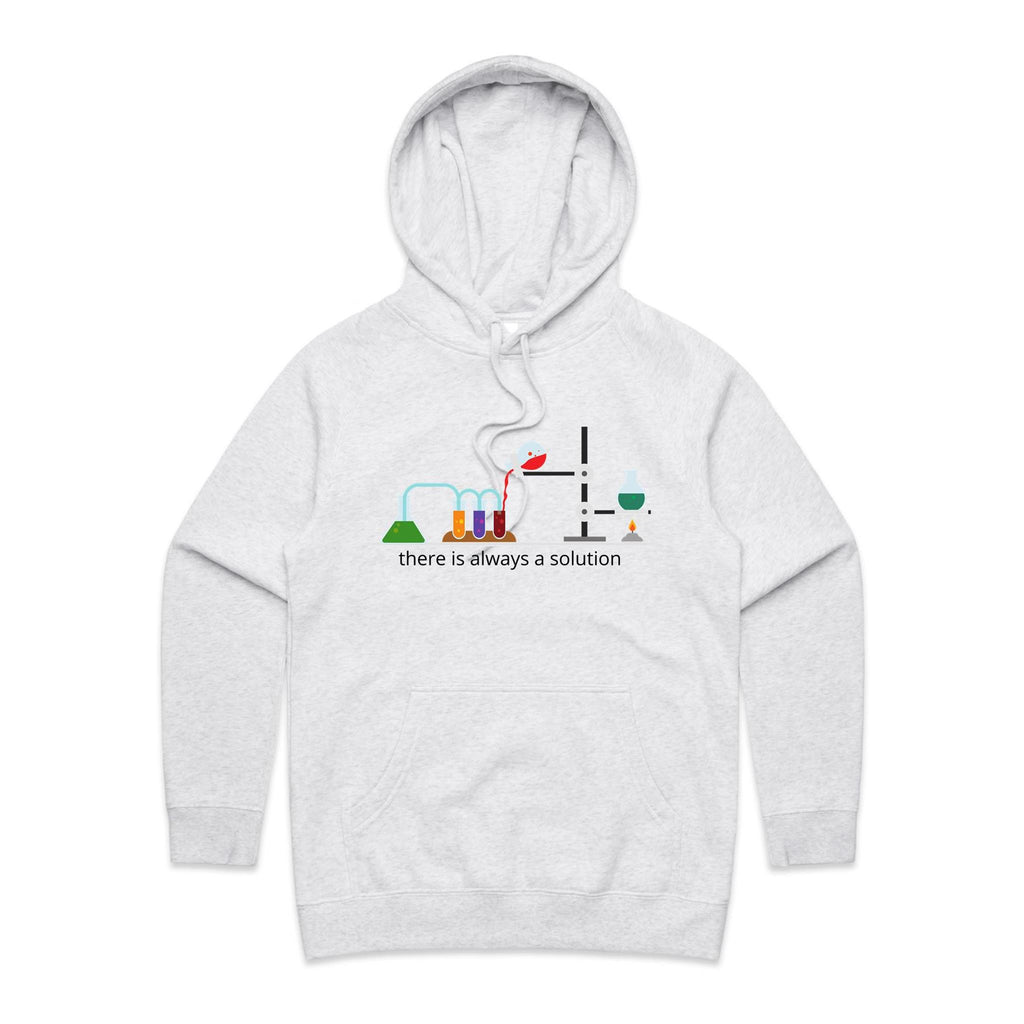 There Is Always A Solution, Science Lab Women's AS Colour Hoodie White Marle Womens Hoodie Printed In Australia Science