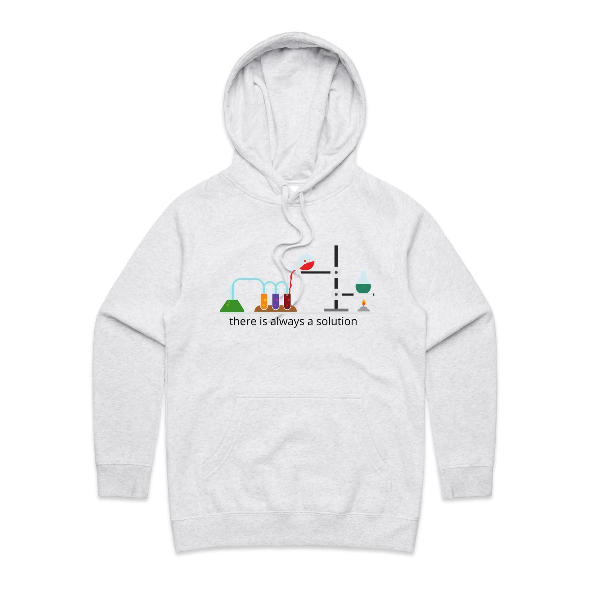 There Is Always A Solution, Science Lab - Womens Hoodie White Marle Womens Hoodie Printed In Australia Science