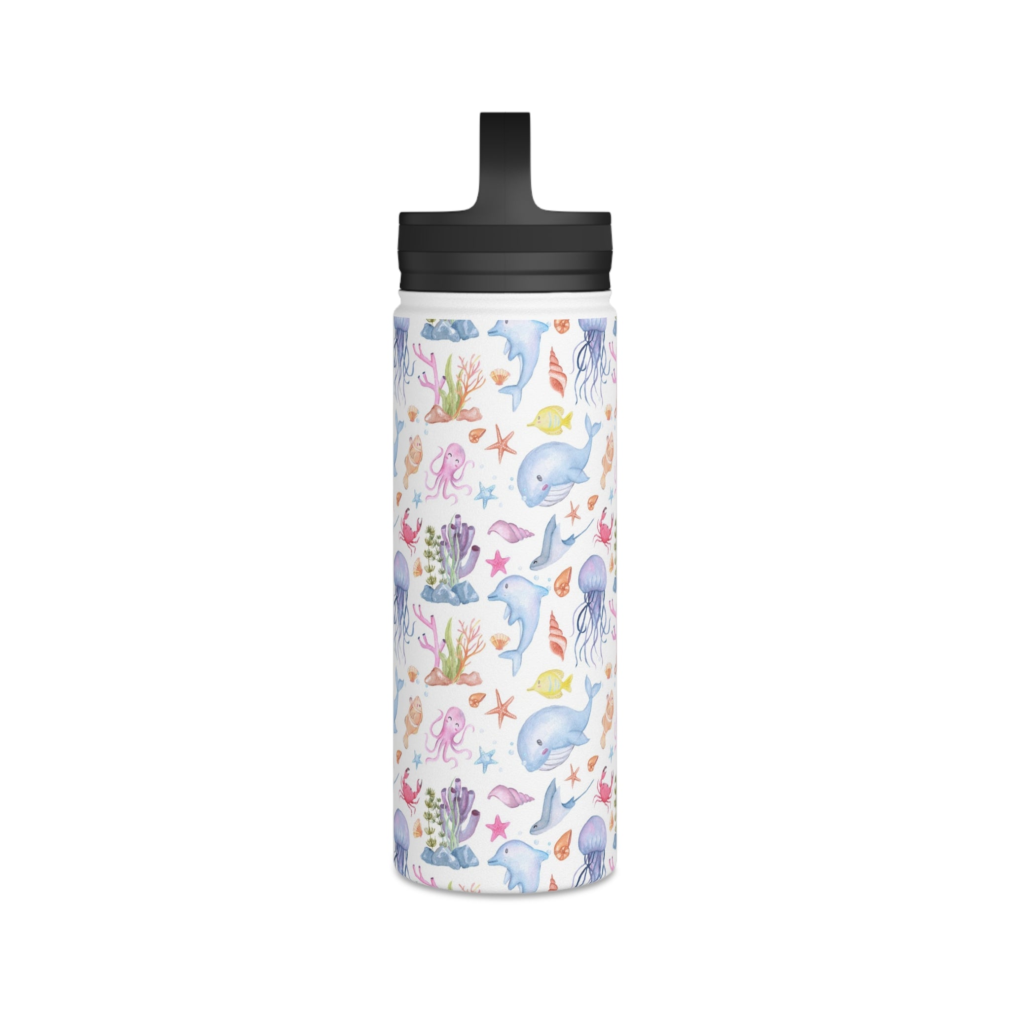 Under The Sea, Ocean Animals Stainless Steel Water Bottle, Handle Lid Stainless Steel Water Bottle With Handle Lid Globally Fulfilled Ocean