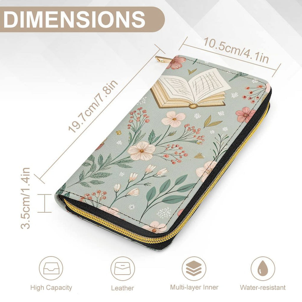 Books And Flowers -  PU Leather Wallet