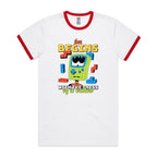 Fun Begins With The Press Of A Button, Game Console - Staple Ringer Tee White Red Ringer T-Shirt Games Printed In Australia