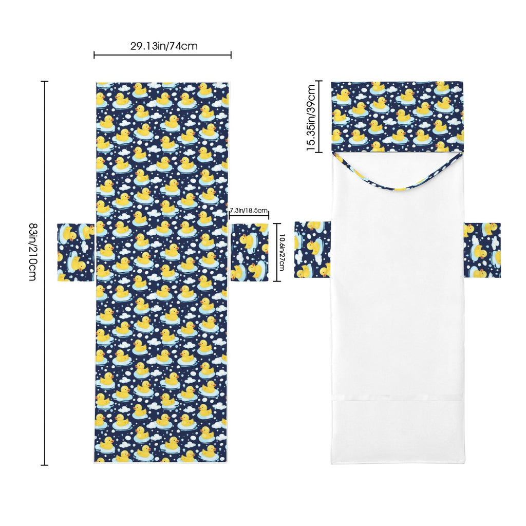 Rubber Ducks On Dark Beach Chair Towel Cover with Side Pockets