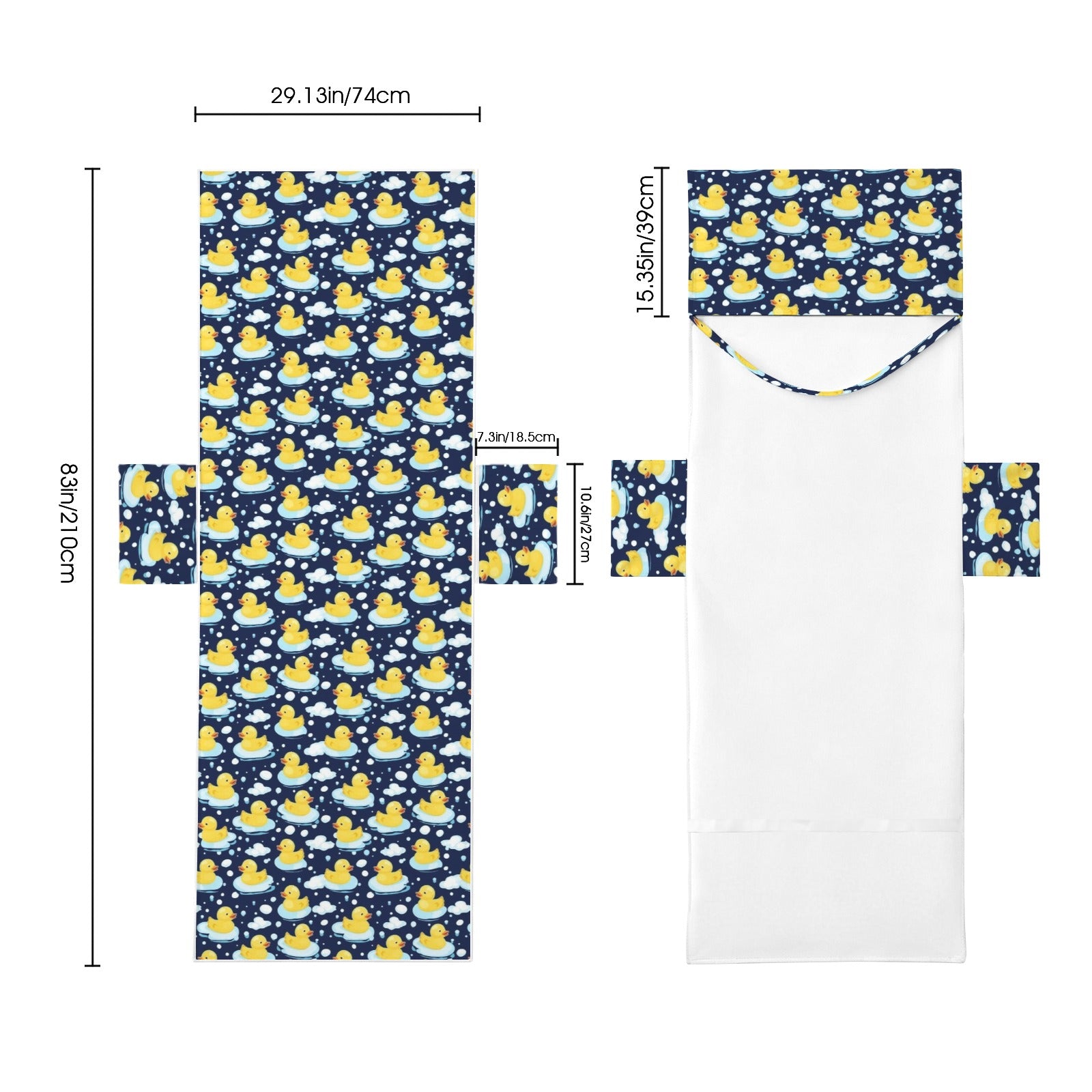 Rubber Ducks On Dark Beach Chair Towel Cover with Side Pockets