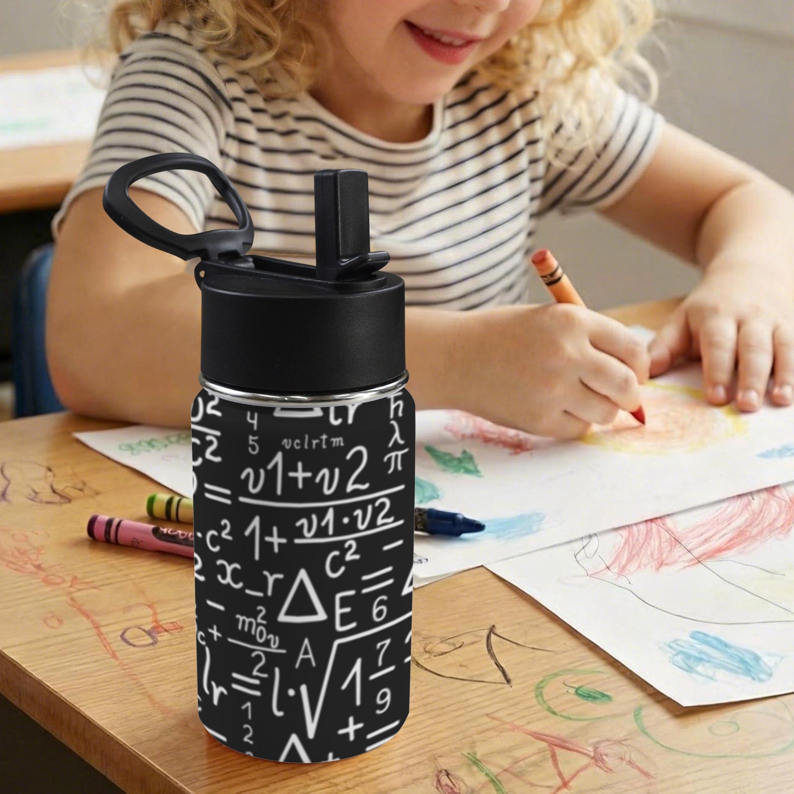 Mathematics 12oz Kids Water Bottle with Straw Lid
