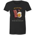 Bacon, You Are Truly Egg-cellent Women's AS Colour T-shirt Black Womens T-shirt Food Printed In Australia