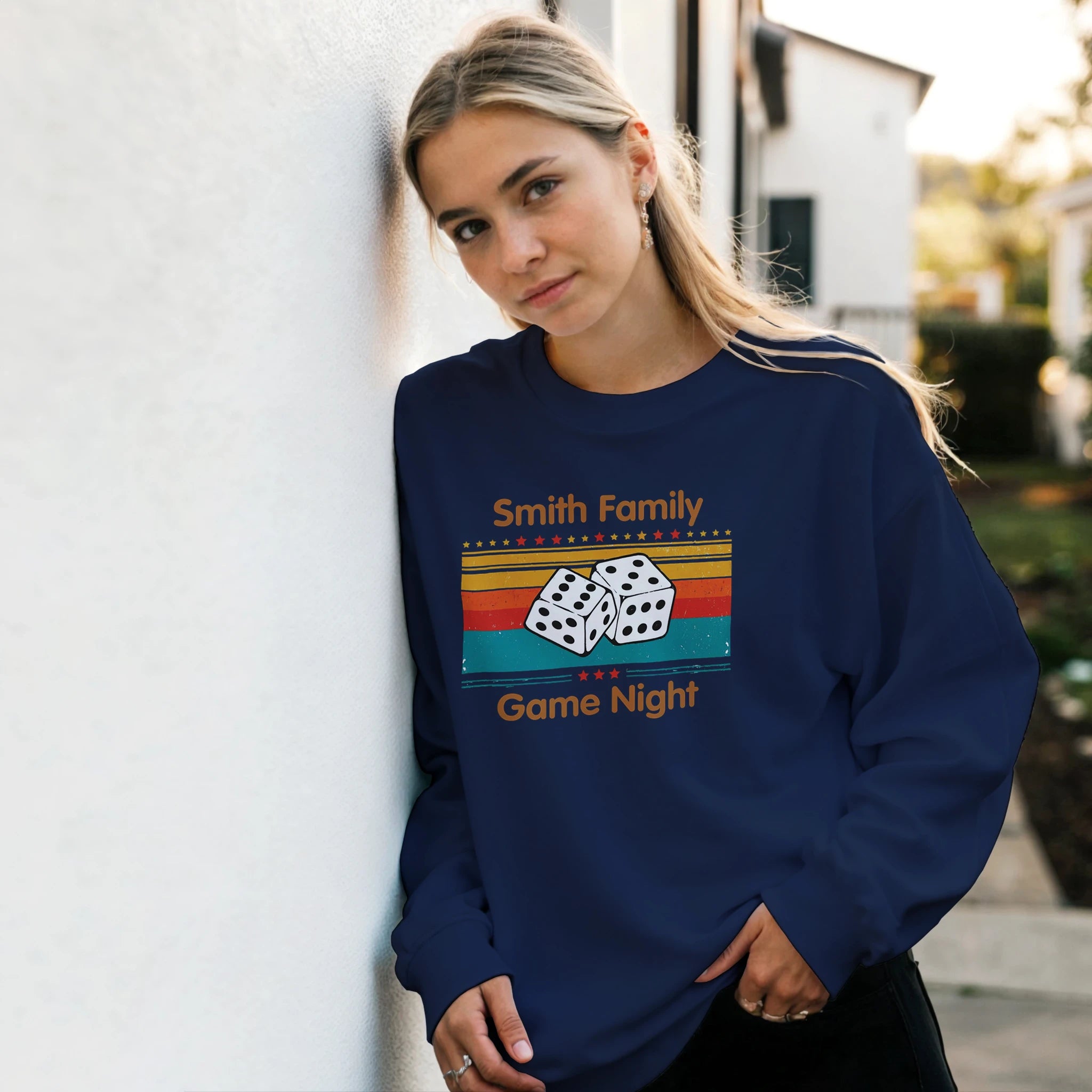 Personalised - Dice, Family Games Night - Classic Unisex Crewneck Sweatshirt | Gildan® 18000 Personalised Sweatshirt customise Games Globally Fulfilled personalise