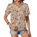 Peace And Love Women's Short-Sleeve Button Up Shirt white Women's Short-Sleeve Button Up Shirt Printed Offshore Retro