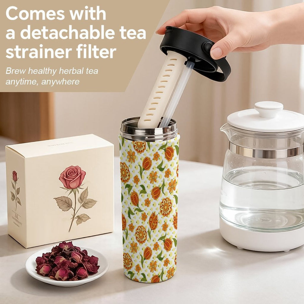 Graphic Floral 20oz Tea Tumbler with Carry Handle