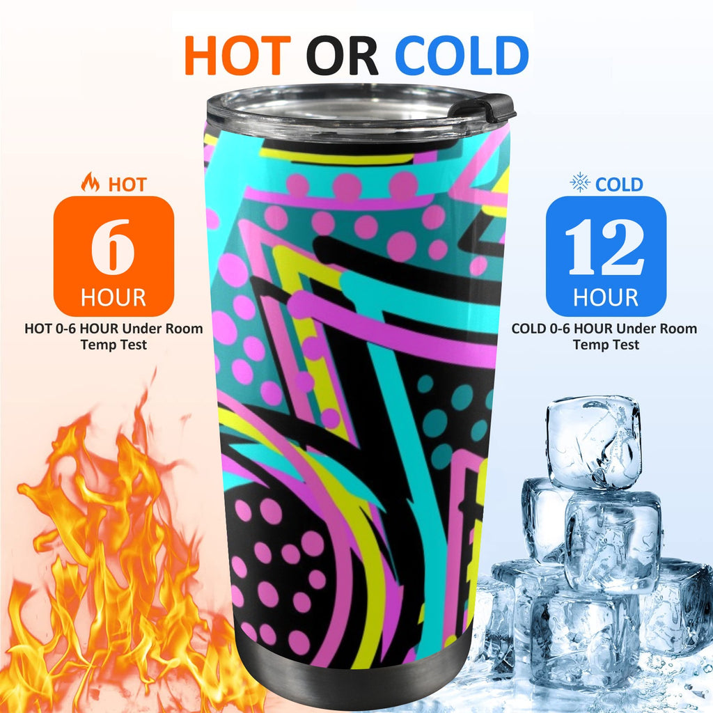 Retro Geometric - 20oz Mobile Tumbler with Lid (Black Lock) 20oz Travel Mug Printed Offshore