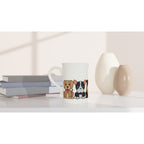 Dog Line - White 10oz Porcelain Slim Mug Porcelain Mug animal Globally Fulfilled