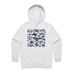Sea Creatures - Womens Hoodie White Marle Womens Hoodie animal Printed In Australia