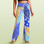Blue Swirl High Waist Crossover Tummy Control Flare Leggings 5XL High Waist Flare Leggings Printed Offshore