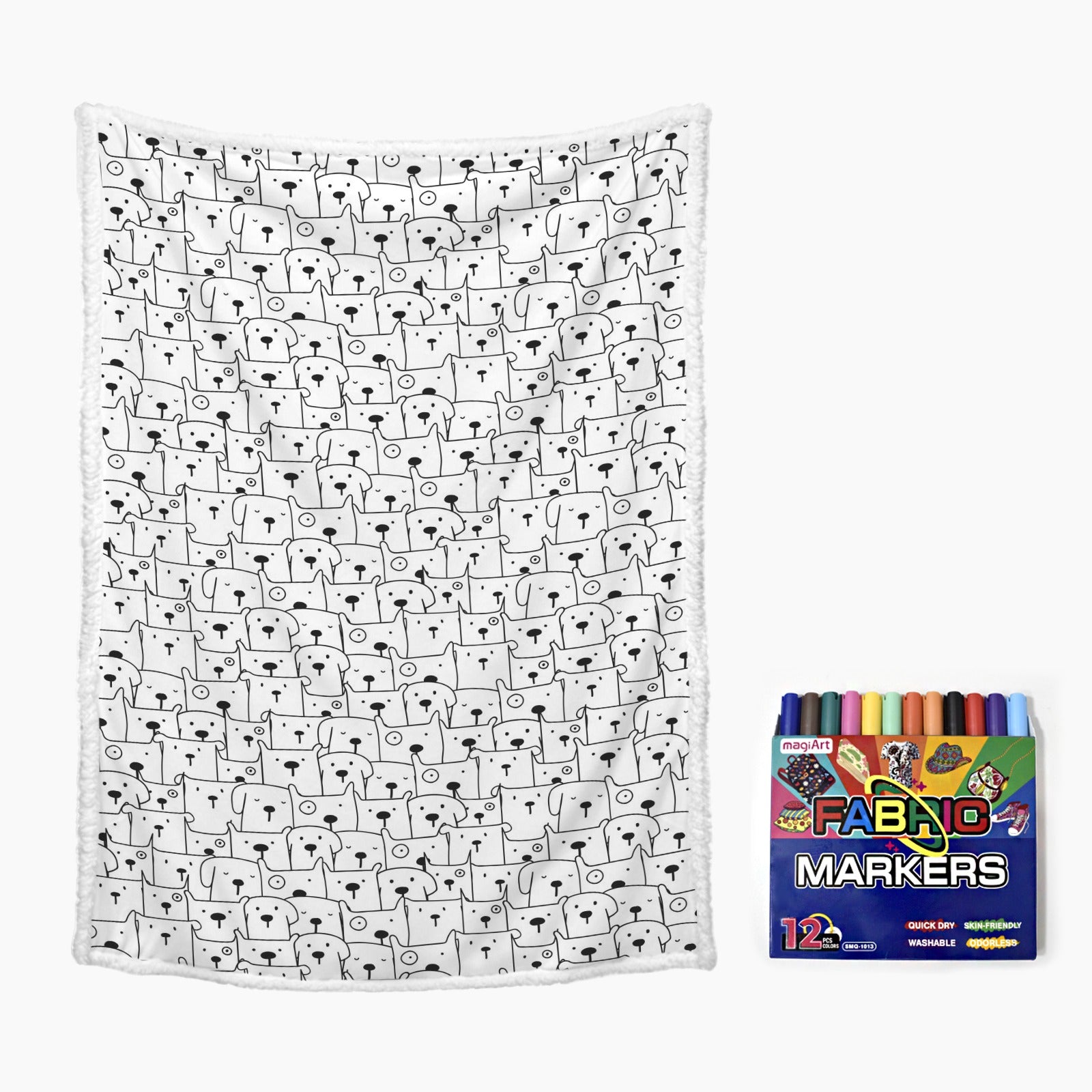 Dog Crowd Colour Your Own Blanket 100×150cm