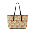 Vintage Retro Floral PU Leather Tote Bag Large One Size Leather Tote Bag-Large Plants Printed Offshore