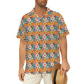 Happy Retro Flowers Men's Short Sleeve Hawaiian Shirt Men's Hawaiian Shirt (New) Printed Offshore Retro