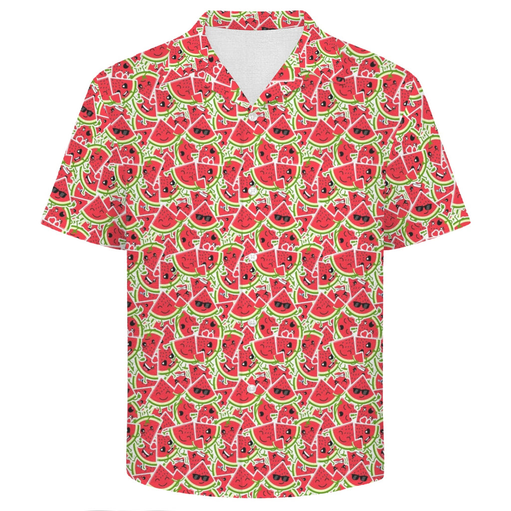 Busy Watermelon Men's Crinkle Hawaiian Shirt
