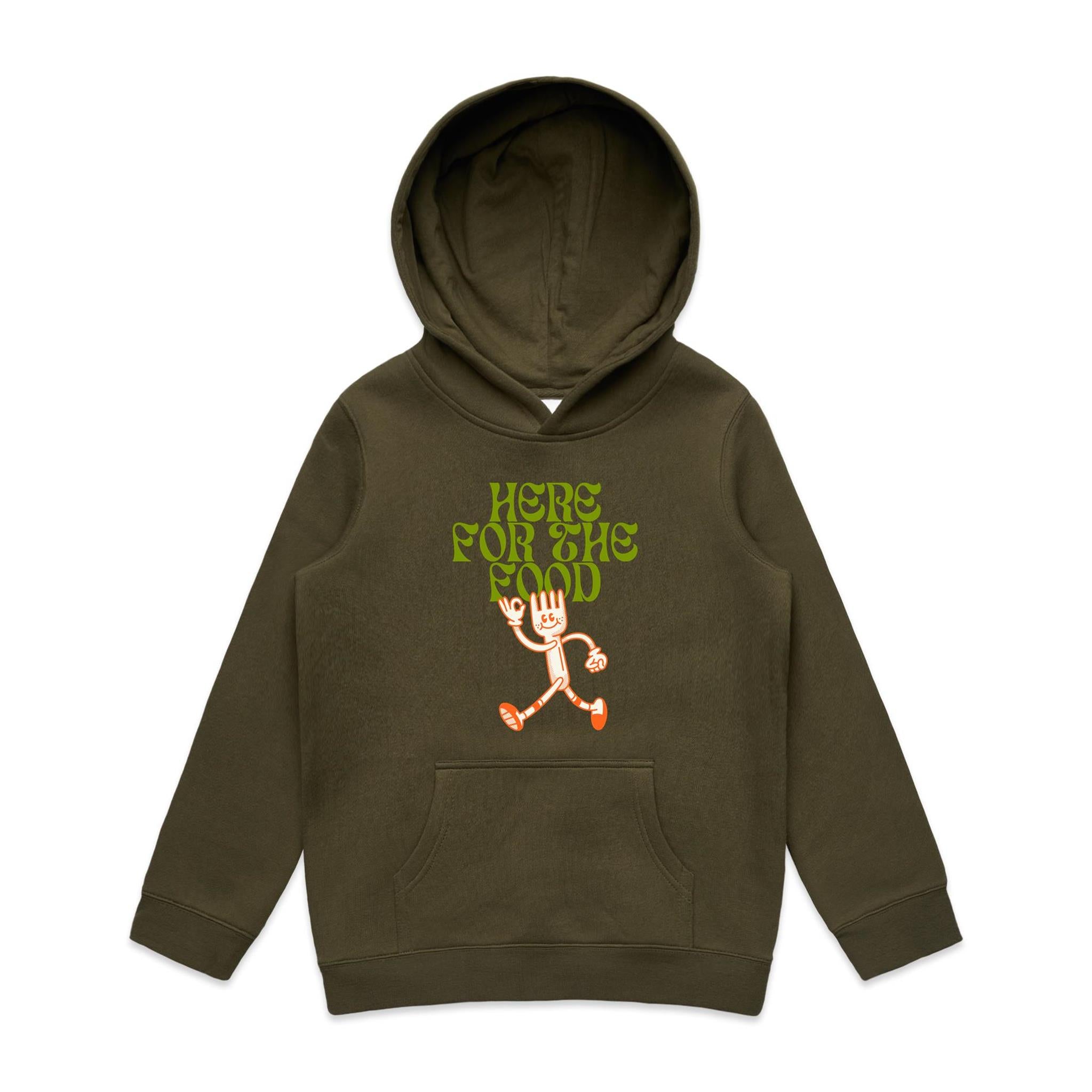 Here For The Food - Kids Hoodie Army Kids Hoodie Food Printed In Australia