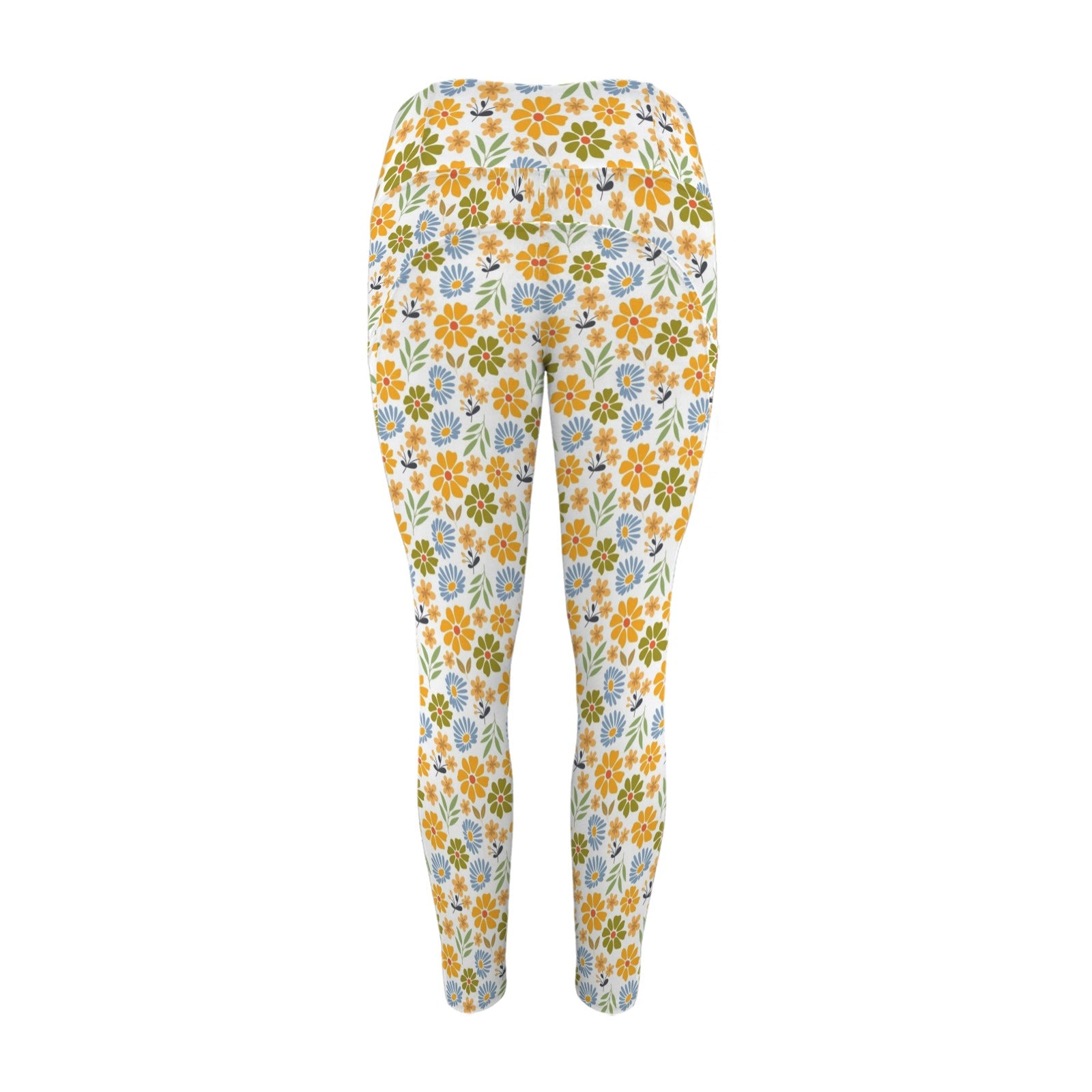 Retro Boho Flower Women's High Waist Pockets Yoga Leggings Women's High Waist Pockets Yoga Leggings Plants Printed Offshore