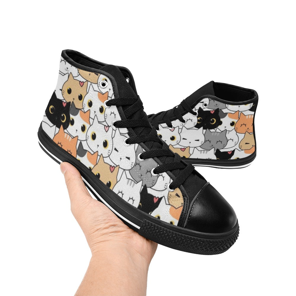 Cute Cartoon Cats - Kids High Top Canvas Shoes
