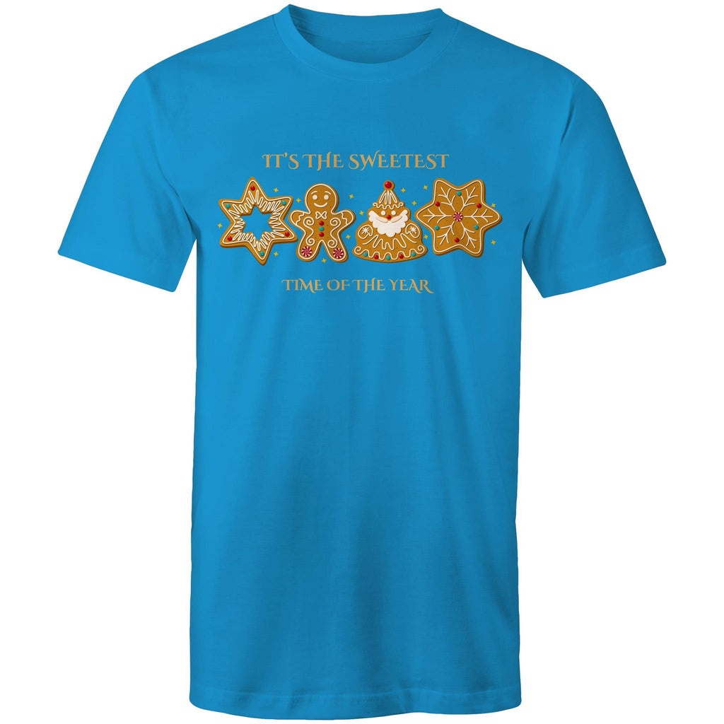 Gingerbread, It's The Sweetest Time Of The Year, Christmas - Mens T-Shirt Arctic Blue Mens Christmas T-shirt Christmas Printed In Australia