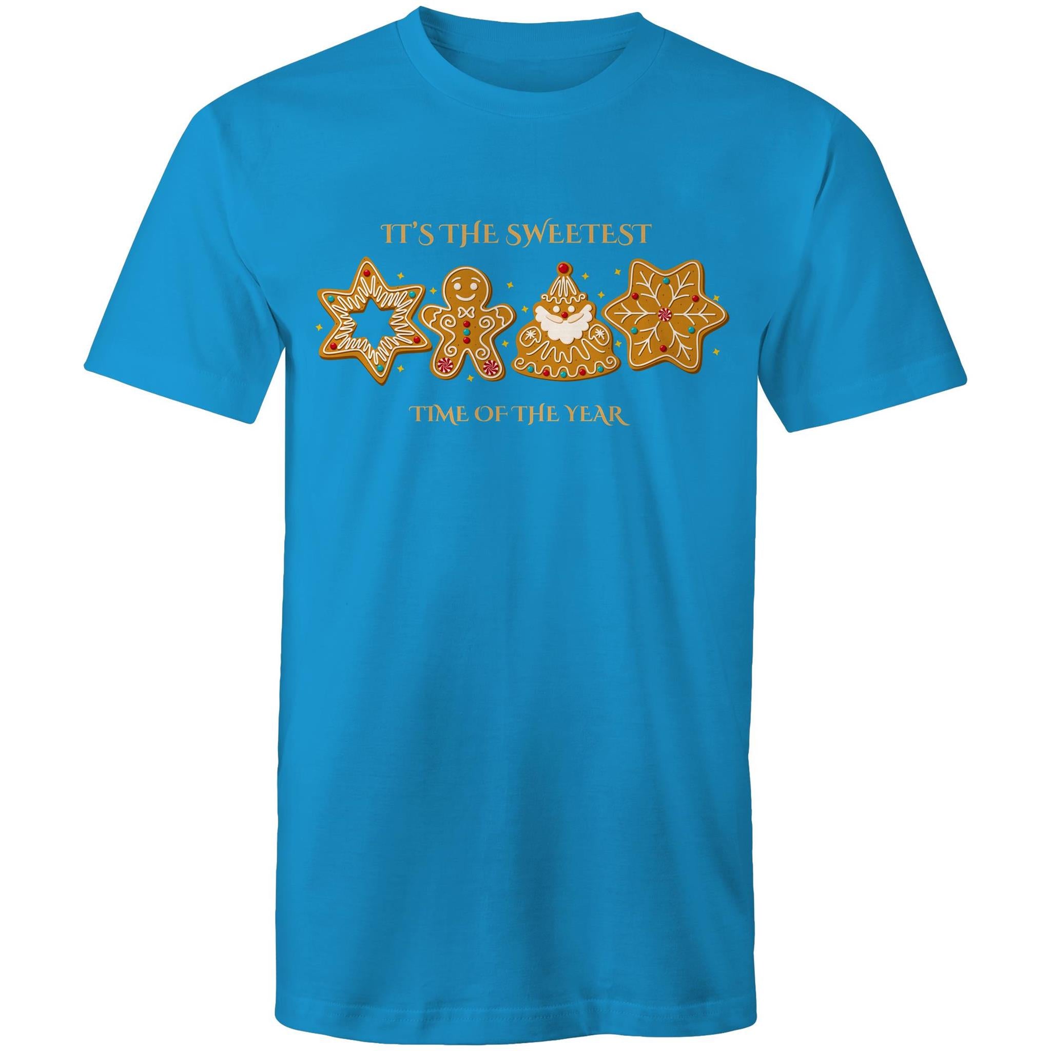 Gingerbread, It's The Sweetest Time Of The Year, Christmas - Mens T-Shirt Arctic Blue Mens Christmas T-shirt Christmas Printed In Australia